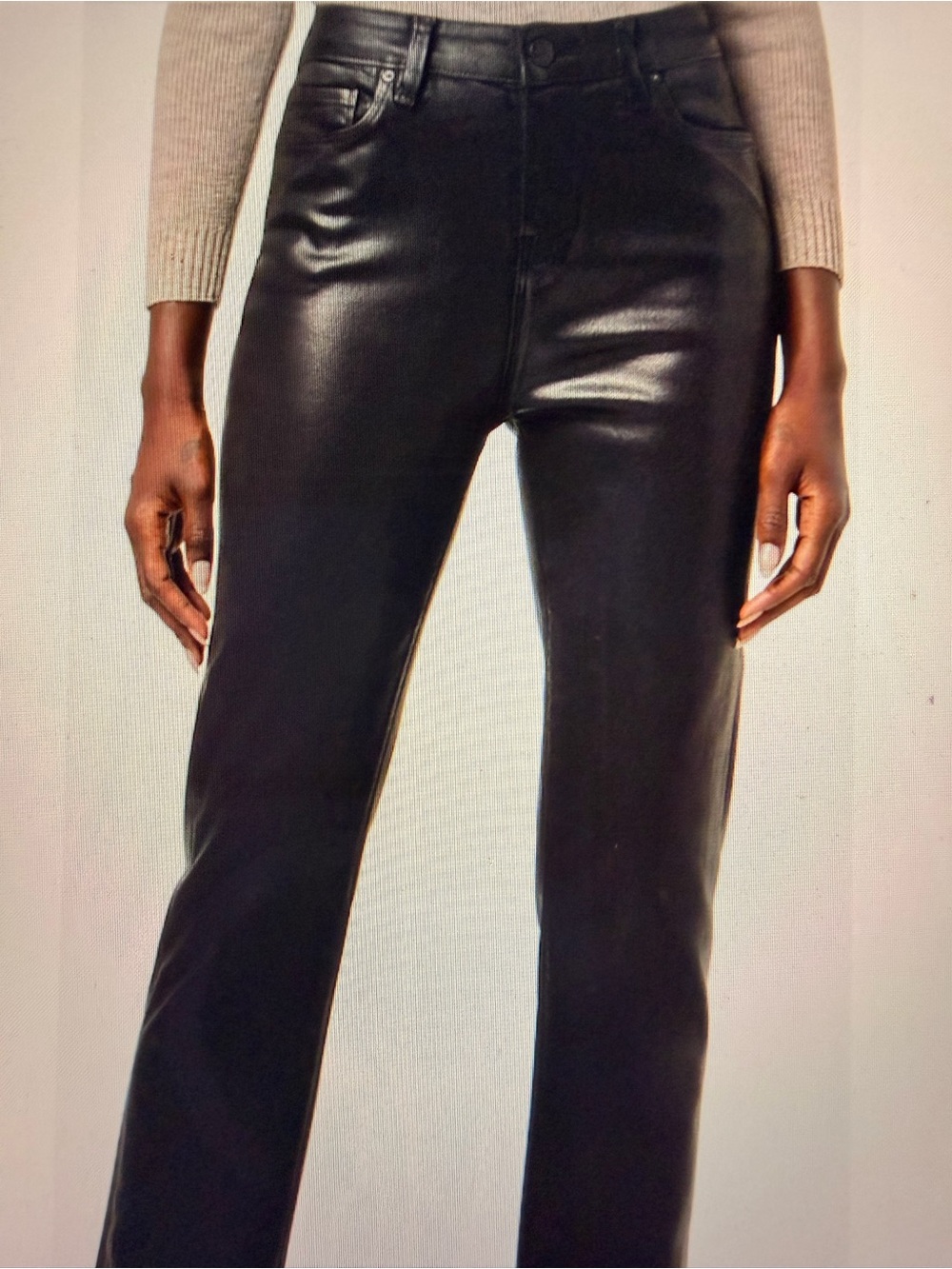 Hudson Nico Midrise Straight Leg Coated Jeans Black, NWOT Leather Look Side Slit